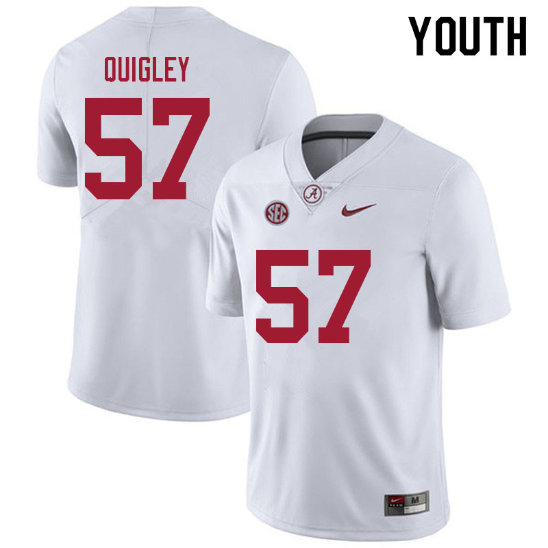 Alabama Crimson Tide Youth Chase Quigley #57 White NCAA Nike Authentic Stitched 2021 College Football Jersey XR16B30WA